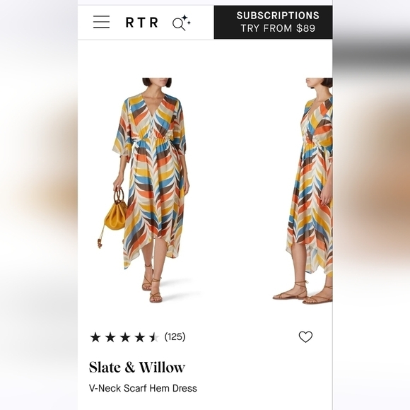 Slate & Willow V-Neck Scarf Hem Dress Women's XL Retro Feather #10121 Asymmetric - Picture 11 of 12